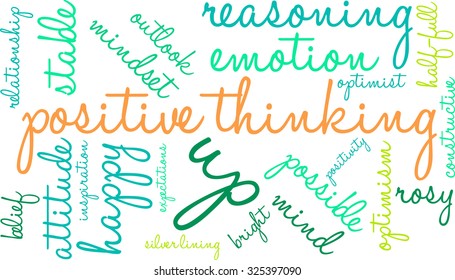 Positive Thinking word cloud on a white background. 