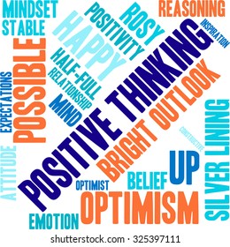 Positive Thinking word cloud on a white background. 