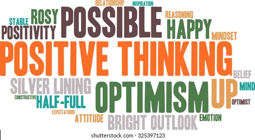 Positive Thinking word cloud on a white background. 
