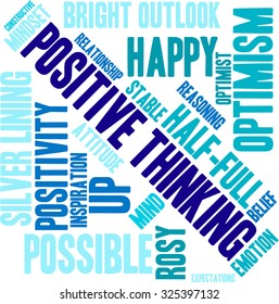 Positive Thinking word cloud on a white background. 