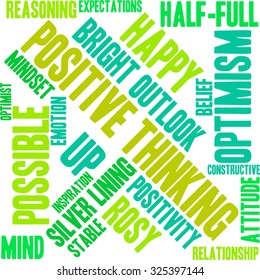 Positive Thinking word cloud on a white background. 