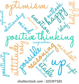 Positive Thinking word cloud on a white background. 