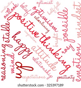 Positive Thinking word cloud on a white background. 