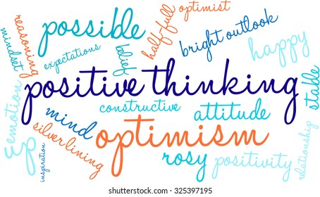 Positive Thinking word cloud on a white background. 
