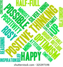 Positive Thinking word cloud on a white background. 