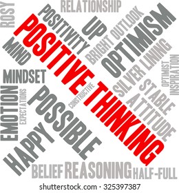 Positive Thinking word cloud on a white background. 