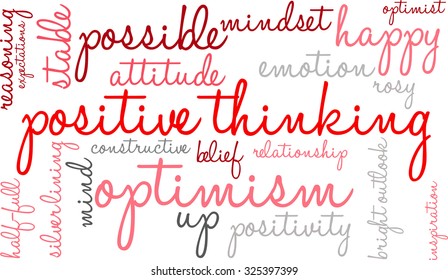 Positive Thinking word cloud on a white background. 