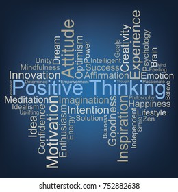 Positive Thinking word cloud, vector