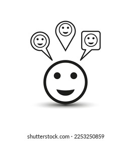 Positive piensa que la sonrisa de los iconos. Idea de concepto creativo. Ilustración vectorial.