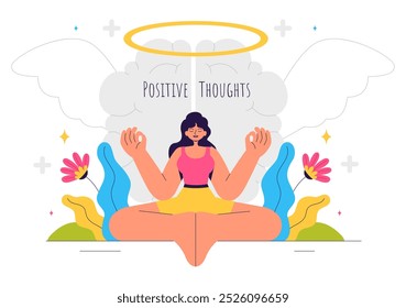 Positive Thoughts Vector Illustration featuring a Positive Mindset Symbolizing Creativity and Dreams in a Flat Style Cartoon Background