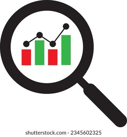 Gráfico de barras de tendencia positiva y amplificador que muestra crecimiento