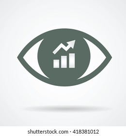 positive trend in eyeball of human eye symbol as growing financial market concept vector icon design
