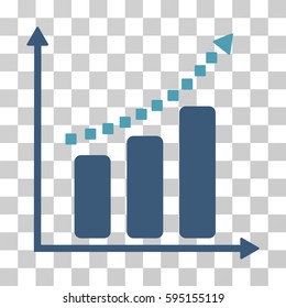Positive Trend icon. Vector illustration style is flat iconic bicolor symbol, cyan and blue colors, transparent background. Designed for web and software interfaces.