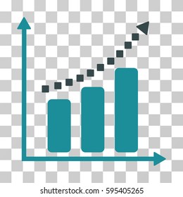 Positive Trend icon. Vector illustration style is flat iconic bicolor symbol, soft blue colors, transparent background. Designed for web and software interfaces.