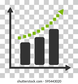 Positive Trend icon. Vector illustration style is flat iconic bicolor symbol, eco green and gray colors, transparent background. Designed for web and software interfaces.