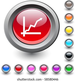  Positive trend  metallic vibrant round icon.