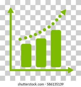 Positive Trend vector icon. Illustration style is flat iconic eco green symbol on a transparent background.