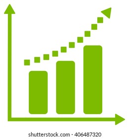 Positive Trend vector toolbar icon. Style is flat icon symbol, eco green color, white background, square dots.