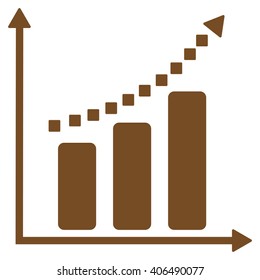 Positive Trend vector toolbar icon. Style is flat icon symbol, brown color, white background, square dots.