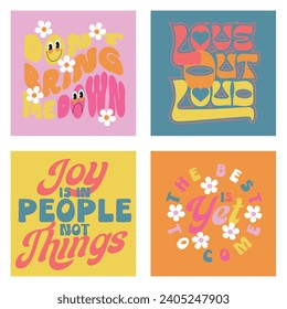 POSITIVE TYPOGRAPHY HIPPY LOVE PEACE APHORISM EXPRESSION OPTIMISTIC HAPPY SIMPLE FLORAL FLOWER SMILE RETRO VINTAGE TSHIRT TEE PRINT FOR APPAREL MERCHANDISE