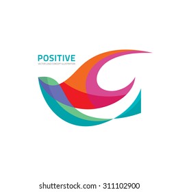 Positive - vector logo template concept illustration. Abstract bird sign. Wing symbol. Design element. 