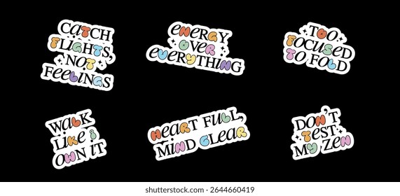 Positive Vibe Stickers with Motivational Quotes