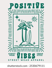 positive vibe t shirt, T shirt design, Retro illustration of avocado positive vibes t shirt design, vector graphic, print t shirt, retro vintage style, handmade vector illustration