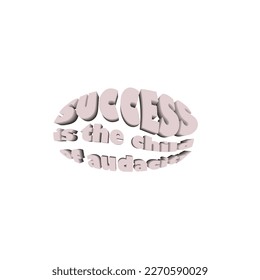 Positive vibes inspirational card in 70s style vector illustration. Success is the child ofaudacity. Motivation concept. Isolated on white background