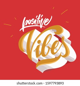 positive vibes lettering good vibes vector typography