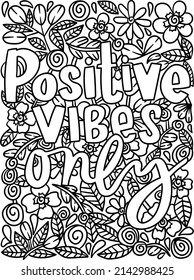 Positive Vibes Only Motivational Quote Coloring