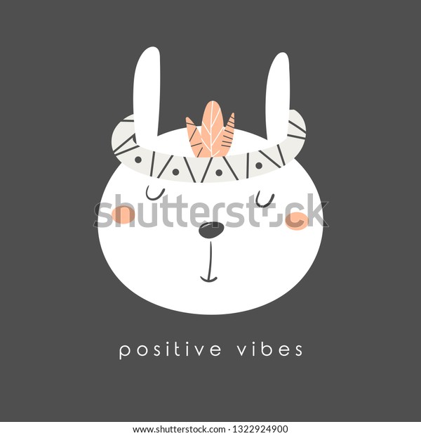 Positive Vibes Poster Ethnic Rabbit Character Stock Vector (Royalty ...