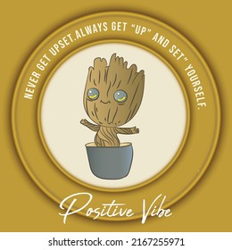 positive vibes quotes with baby  tree vector