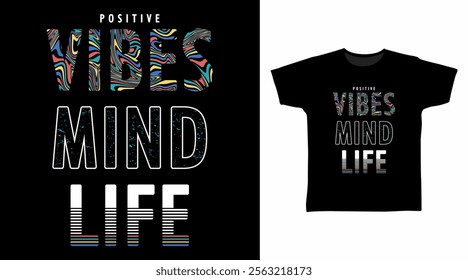 Positive vibes typography hand drawn, vector ready for print on t-shirt and other uses.