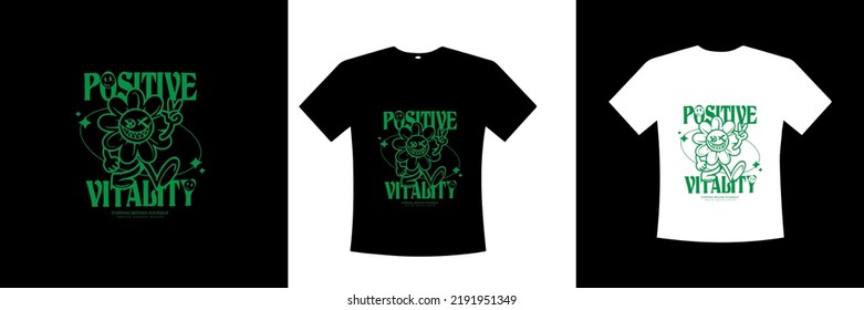 positive vitality shirt with happy face with printable vector file 