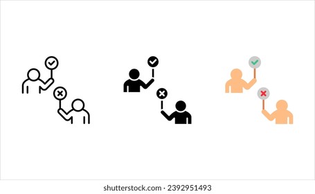 Juego de iconos de voto positivo. Signo de estilo lineal para concepto móvil y diseño web. ilustración vectorial sobre fondo blanco