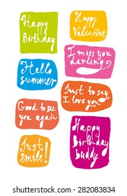  Positive wishes -hand drawn vector calligraphic signs (icon, logo, sticker) 