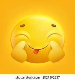 Positive Yellow smiley emoji emoticon icon Vector illustration