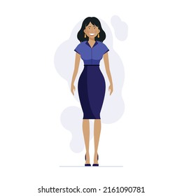 Positive young Latin woman. Office employee, secretary, representative flat vector illustration. Corporate portrait, ethnicity, profile concept