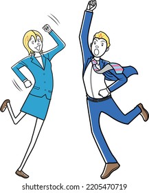 Positively posed businessmen and businesswomen
