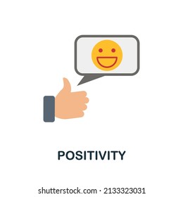 Positivitäts-Flachsymbol Farbiges Elementzeichen aus der Unternehmenswertsammlung. Flat Positivity Symbol für Webdesign, Infografiken und mehr.