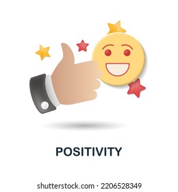 Positivity icon. 3d illustration from company value collection. Creative Positivity 3d icon for web design, templates, infographics and more
