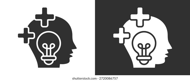 Positivitäts-Symbolsatz, Vektorgrafik-Kollektion einzeln auf Schwarz und Weiß