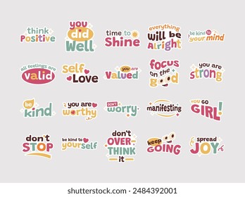 Positivity Sticker Lettering Vector Set