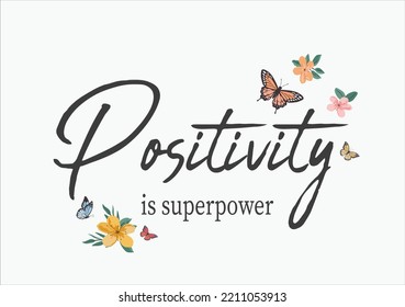 positivity is superpower butterfly design hand drawn rainbow