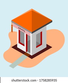 poskamling,translated : a small house that is used for neighborhood security post.vector flat illustration