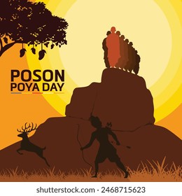 Poson Poya Day. Sri Lanka Poson Day. Mihinthale. EPS10