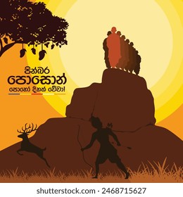 Poson Poya Day. Sri Lanka Poson Day. Mihinthale. EPS10