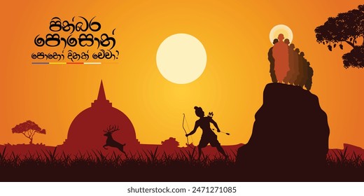 Poson Poya Day. Sri Lanka Poson Day. Mihinthale. EPS10