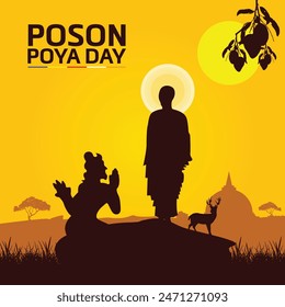 Poson Poya Day. Sri Lanka Poson Day. Mihinthale. EPS10