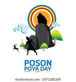 Poson Poya Day. Sri Lanka Poson Day. Mihinthale. EPS10